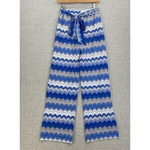 Fair Child Palazzo Pants Womens Small Blue Knit High Rise Stretch Elastic Waist
